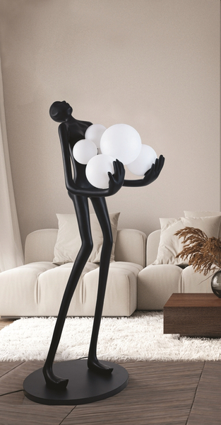 Metalowa lampa podłogowa Atlas B AZ4985 kule balls czarna 