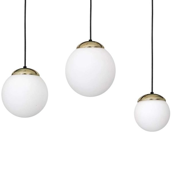 Wisząca LAMPA loftowa SPARTA MLP6500 Milagro szklana OPRAWA kule ZWIS na listwie biały złoty