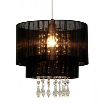 Abażurowa lampa wisząca Leta glamour z kryształkami czarna