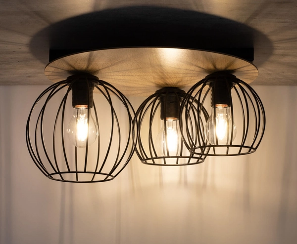 Lampa sufitowa Cyber 32356 druciak do przedpokoju czarny drewno