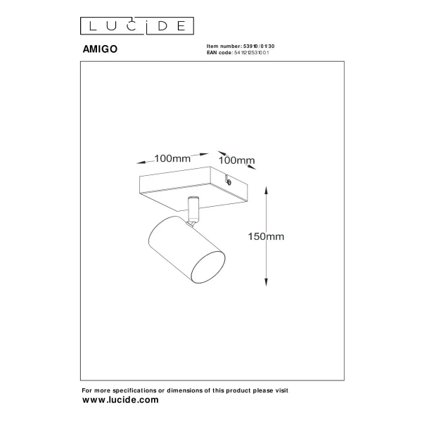 Sufitowa lampa z regulacją AMIGO 53910/01/30 reflektorek czarny