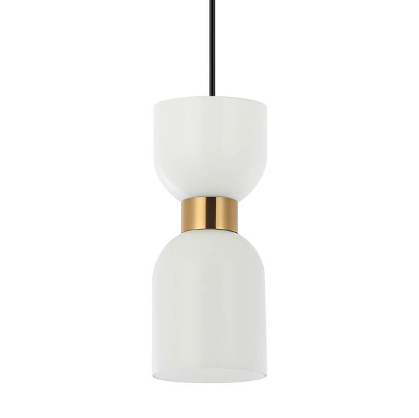 Szklana lampa wisząca Monza PND-57602-1-BRO Italux czarny biały mosiądz