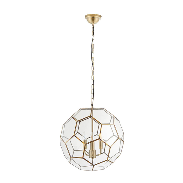Geometryczna lampa wisząca Miele 73560 Endon szkło metal mosiądz transparentny