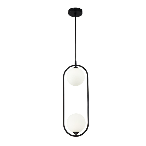 Modernistyczna LAMPA wisząca RING MOD013PL-02B Maytoni metalowa OPRAWA szklane kule balls zwis czarny