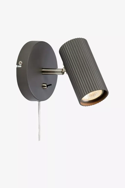 Sypialniany kinkiet z włącznikiem Costilla metalowy szary