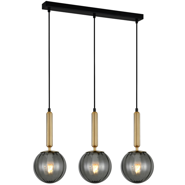 Loftowa LAMPA wisząca RAVENA PND-2324-3L BRO+SG Italux szklana OPRAWA zwis na listwie mosiądz przydymione