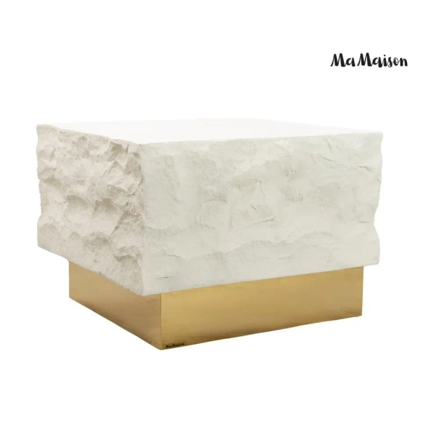 Stolik kawowy GILDA MM001501100381 beżowy złoty metalowy 61cm