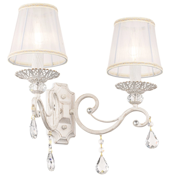 lampa ścienna Grace ARM247-02-G podwójny glamour biały