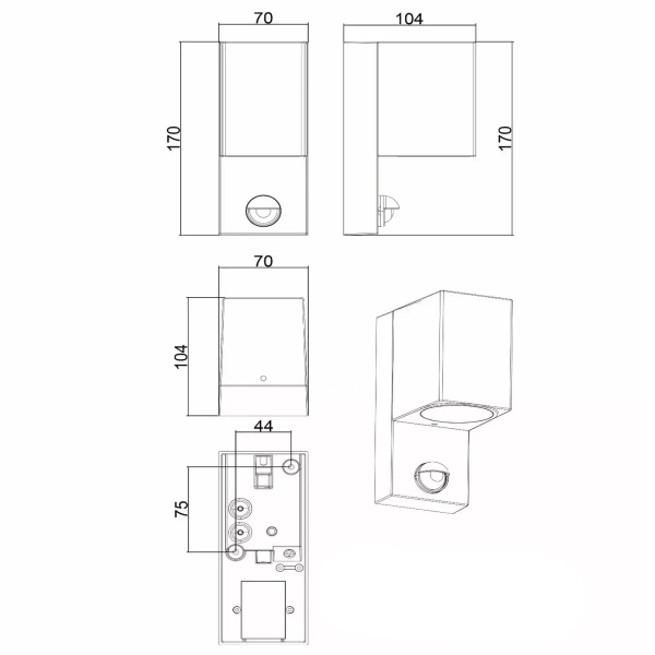 Kinkiet z czujnikiem ruchu ZARO 69802/01/30 Lucide IP65 czarny