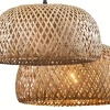 Lampa wisząca bambusowa Korfu 329110 do sypialni brązowa czarna