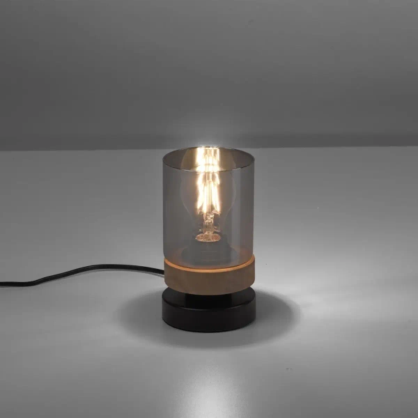 Lampa stołowa nowoczesna PASQUAL szklana czarna z wtyczką na stolik E27 11310-18