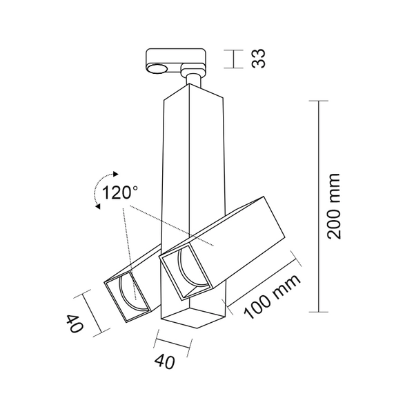 LAMPA sufitowa MITSUMA 7994 Shilo metalowa OPRAWA prostokątny spot regulowany do systemu szynowego czarny