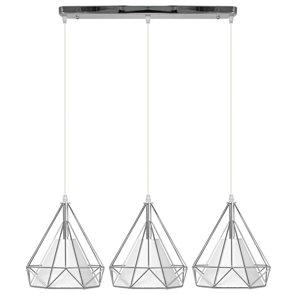 Druciana LAMPA wisząca 8803/3 ZWIS - 02 Elem metalowa OPRAWA loftowy ZWIS piramidy chrom białe