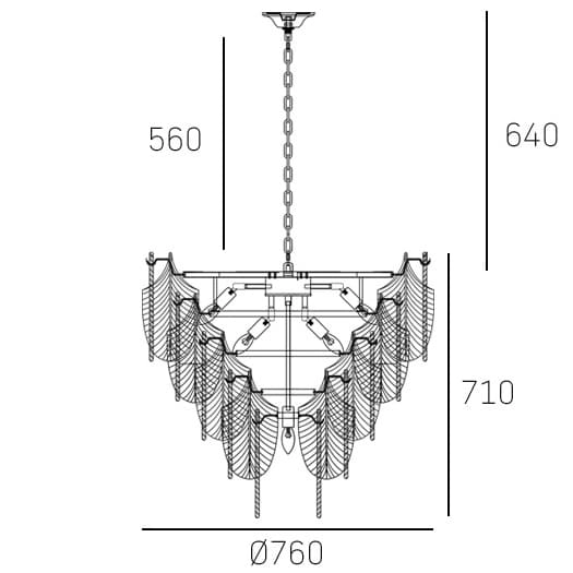 Wisząca lampa modernistyczna Palermo P21060NI liście metal szkło nikiel