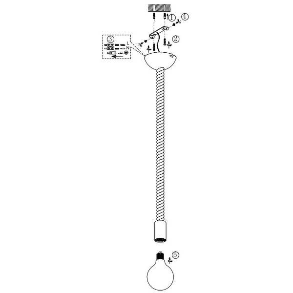 Marynistyczna LAMPA wisząca ROPE 310100104 Trio metalowa OPRAWA zwis lina patyna beżowa