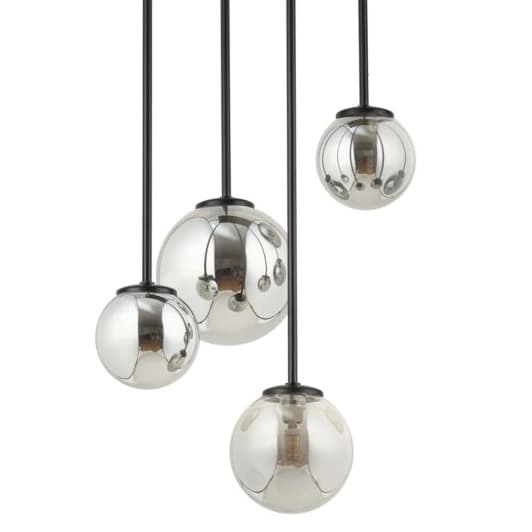 Kulista lampa sufitowa do salonu Tulia 33502 Sigma szklana czarna szara