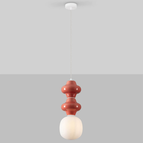 Wisząca lampa do sypialni VILROSA LE44558 z ceramiki koralowa biała outlet