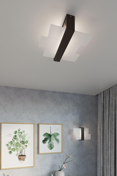 Plafon LAMPA sufitowa SL.0074 szklana OPRAWA drewno wenge OUTLET