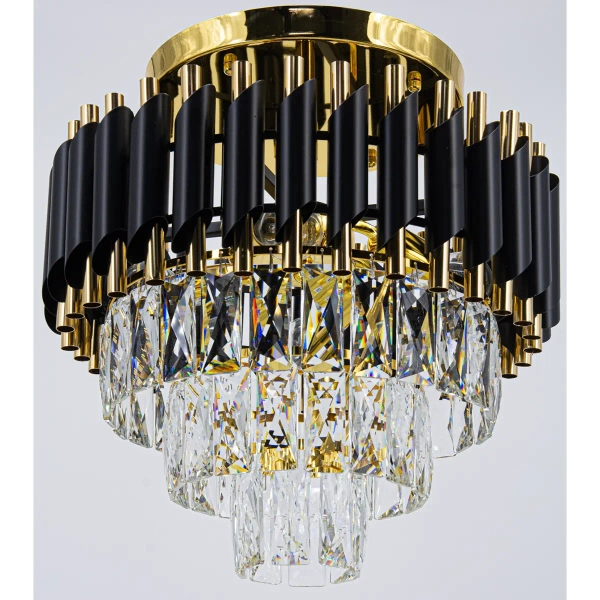 Salonowy plafon nad stół Toledo 6260/4B TR BL kryształowy złoty czarny