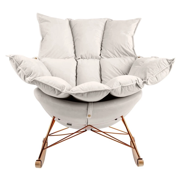 Bujany fotel do salonu Swing velvet KH1301100127 King Home z poduszką beżowy