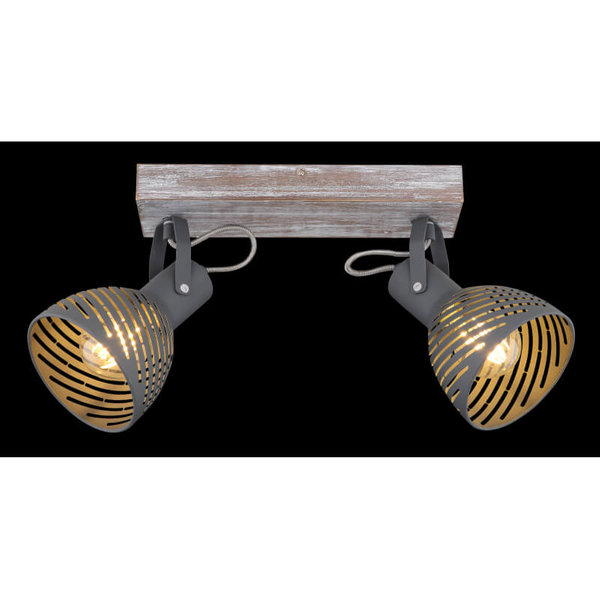 Lampa reflektorowa sufitowa Mori 54661-2 drewniana szara biała