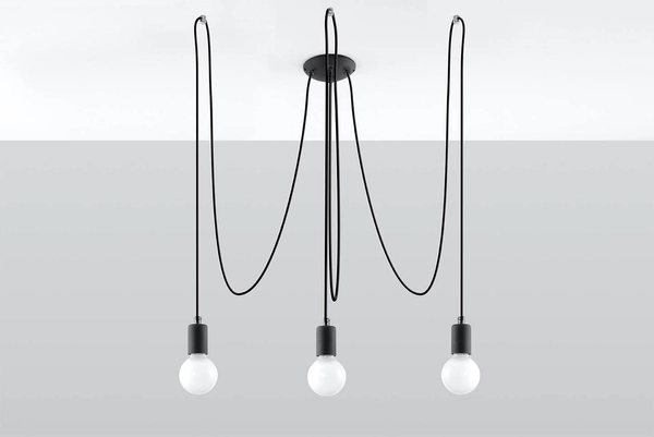 LAMPA wisząca SL.0370 industrialna OPRAWA pająk ZWIS kable przewody żarówki bulbs loft czarny