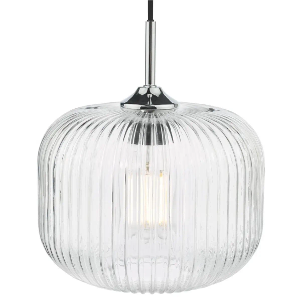 Regulowana wisząca lampa Demarius DEM0108 ryflowany szklany przezroczysty