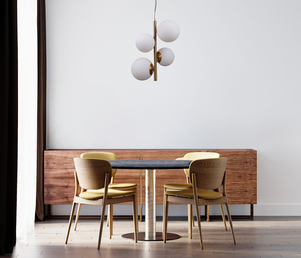 LAMPA wisząca RIGA PND-44213-4-HBR Italux loftowa OPRAWA modernistyczny ZWIS kule balls mosiądz