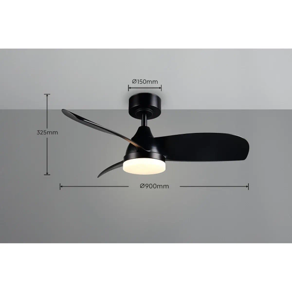 Sufitowa lampa HELSINKI R62732132 LED 20W 2700-6000K z wentylatorem czarny
