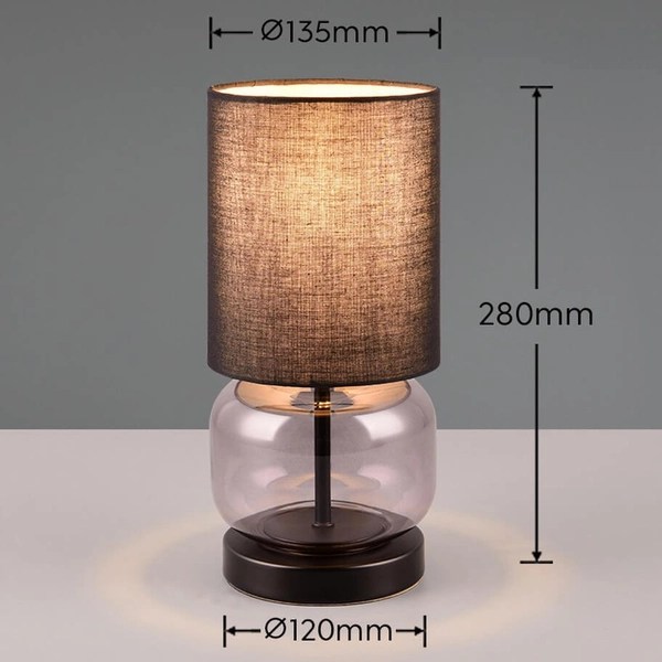 Tkaninowa lampa stołowa Elio 517800154 czarna przydymiona