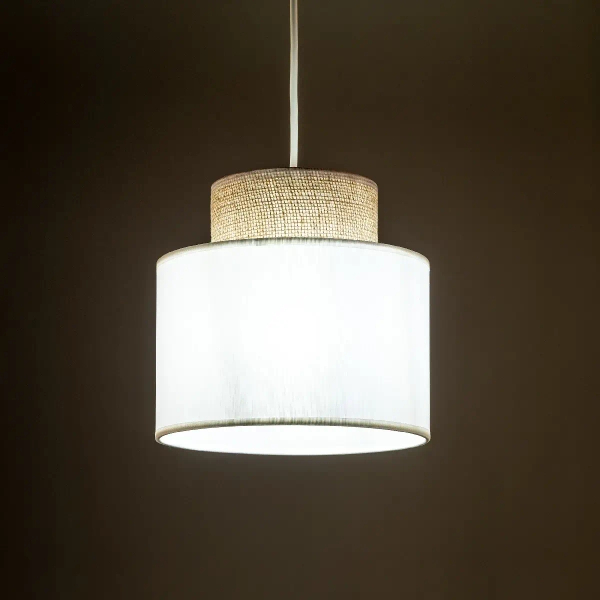 Nowoczesna lampa wisząca Duo 10078 tuba naturalna juta biały