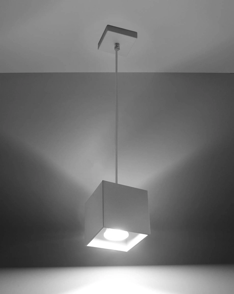 LAMPA wisząca SL.0062 metalowa OPRAWA zwis kostka cube biała