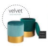 Welurowy puf Velvet VWF17B00B-L-Z Moos schowek złoty butelkowa zieleń