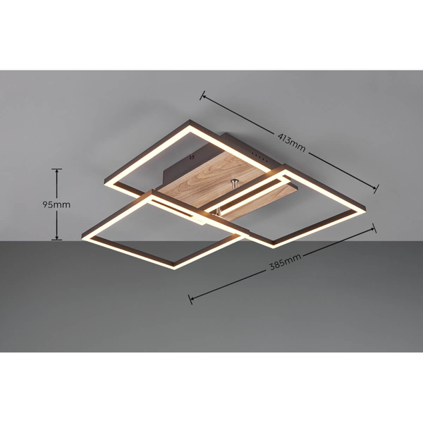Kwadratowa lampa sufitowa CHOROS DL135-62883 LED 27W 2700 - 6000K drewniany