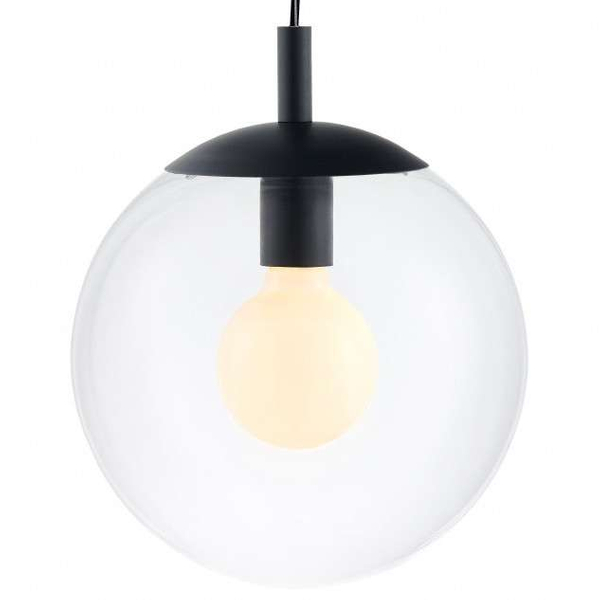 Hygge LAMPA wisząca ALUR 10731102 Kaspa skandynawska OPRAWA kulisty ZWIS szklana kula ball czarna przezroczysta