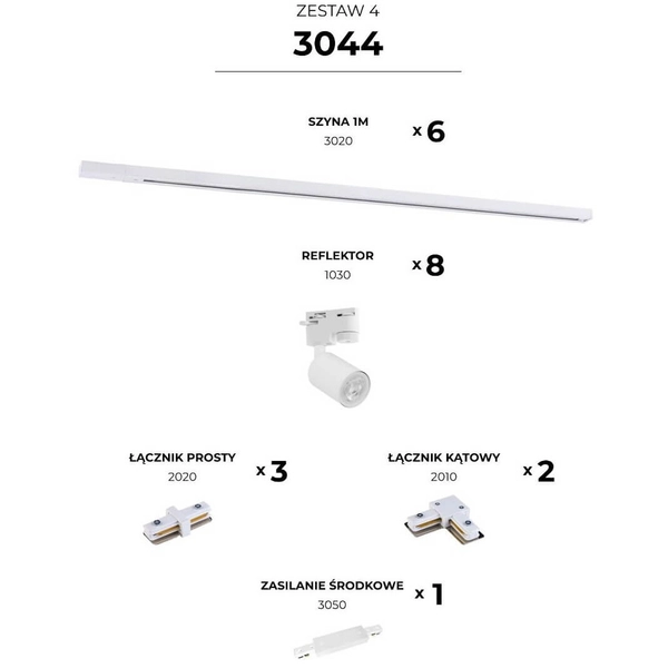 Jednoobwodowy zestaw 4 szynoprzewodów Tracer 3044 Zumaline biały