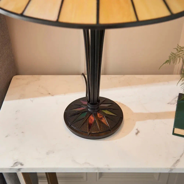 Lampa stołowa do jadalni Dark star 64045 witrażowa szklana kolorowa brązowa
