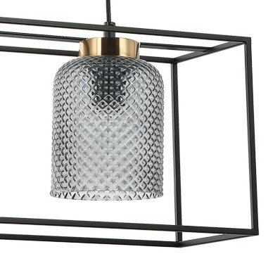 Wisząca LAMPA loftowa SINELLA PND-23231-3-BK+SG Italux szklany ZWIS klatka do jadalni czarna