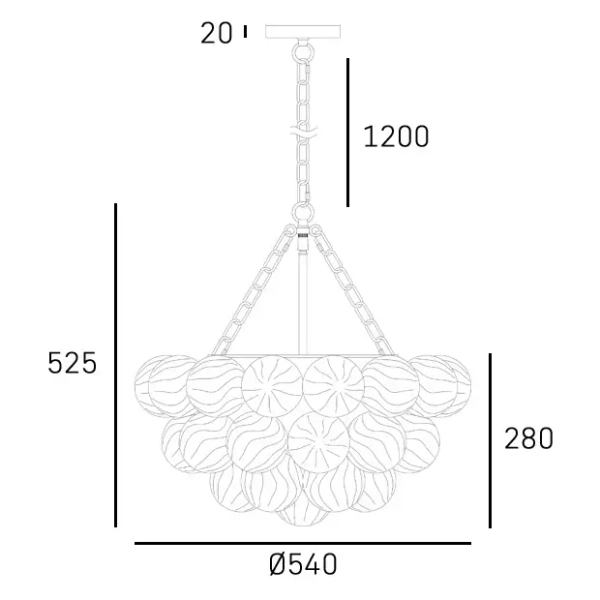 Molekułowa wisząca lampa COMO złoty mat metalowa szklana art deco G9 7p P07552AM