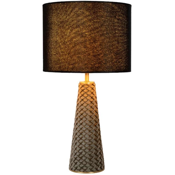 Abażurowa LAMPA stołowa VELVET 10501/81/30 Lucide stojąca LAMPKA nocna czarna szara