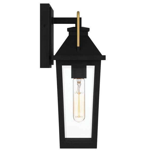 Zewnętrzny kinkiet szklany Buckley QZ-BUCKLEY-S-MBK latarenka IP44 czarna