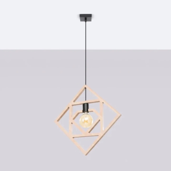 Lampa wisząca CARO SL.1757 drewniana czarna 1xE27 do kuchni