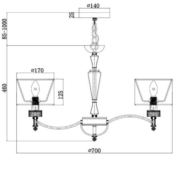 LAMPA wisząca ALICANTE MOD014CL-06N Maytoni abażurowa OPRAWA zwis glamour nikiel