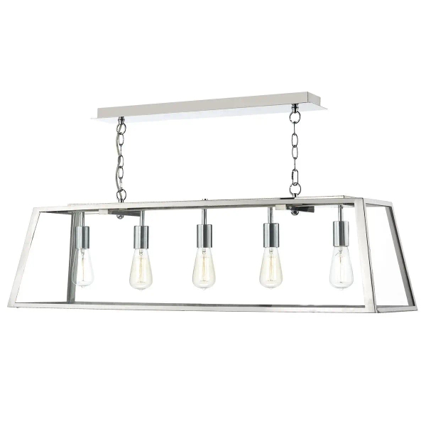 Szklana wisząca lampa Academy ACA0544 metalowa na łańcuchu srebrna