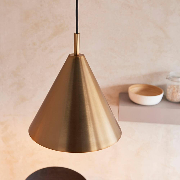 Lampa wisząca 102891 Endon do salonu stożkowa regulowana mosiądz