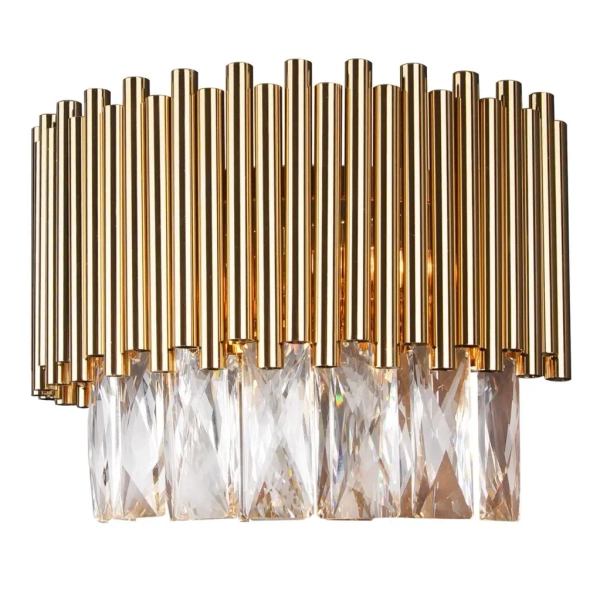 Kinkiet LAMPA ścienna PASSION W0250 Maxlight półokrągła OPRAWA glamour kryształki crystal złote przezroczyste
