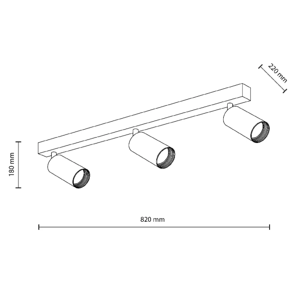 Potrójna lampa sufitowa Amis 10634 tubki do salonu czarne złote