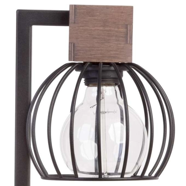 LAMPA stołowa MILAN 50120 Sigma stojąca LAMPKA biurkowa klatka druciana drewno brązowa
