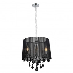 LAMPA wisząca CORNELIA MDM-2572/3 BK Italux abażurowa OPRAWA glamour ZWIS z kryształkami organza mgiełka crystal czarna
