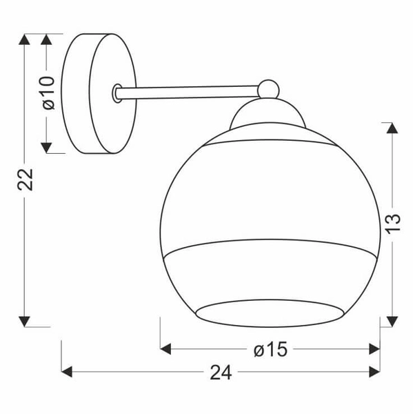 Szklany kinkiet Contessa 21-21199 kula złoty czarny